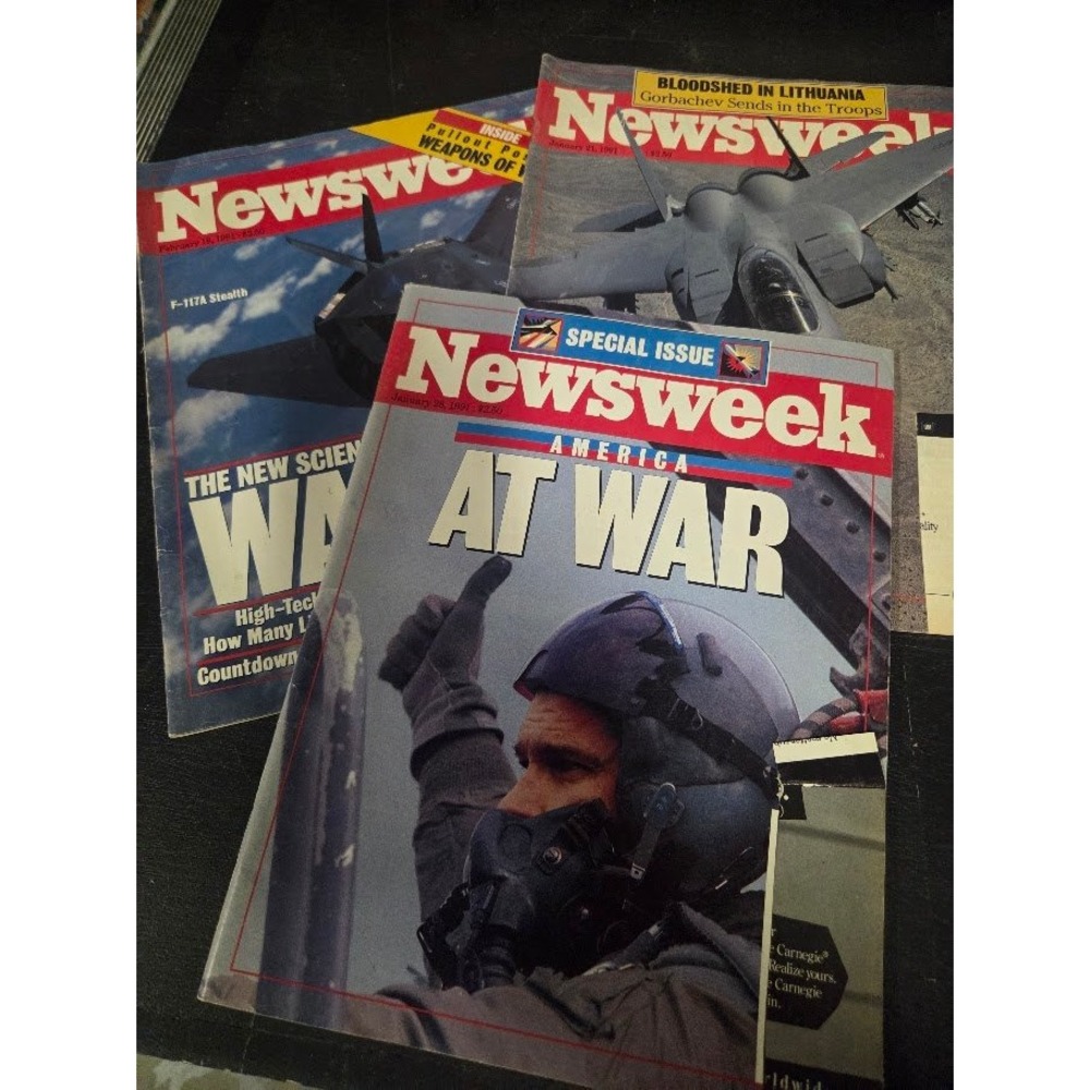 3 Newsweek Magazines 1991 Gulf War America At War Stealth F-117A F-15 Eagle